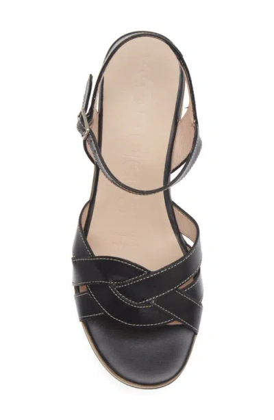 Wonders Ankle Strap Platform Sandal In Black