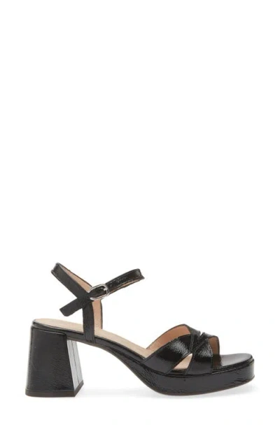 Wonders Ankle Strap Platform Sandal In Black