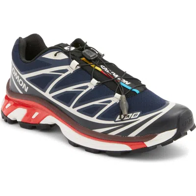 Salomon Xt-6 Blue Sneaker With Logo Applied On The Tongue And Chunky Sole In Fabric Unisex In Multi