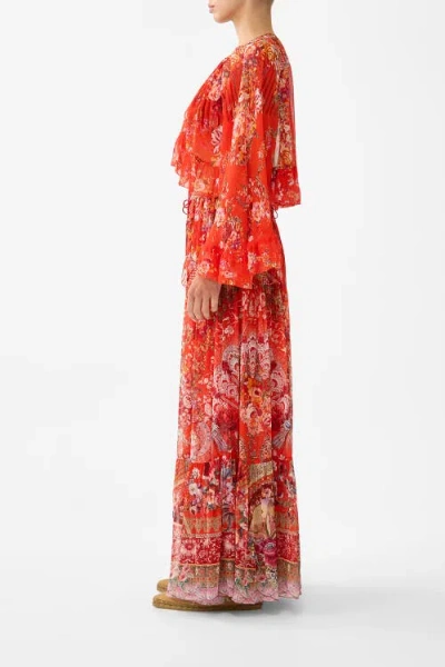 Camilla Crop Ruffle Top In Multi