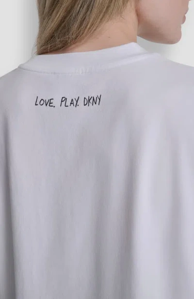Dkny Embroidered 1989 Notebook Scribbles Graphic T-shirt In White