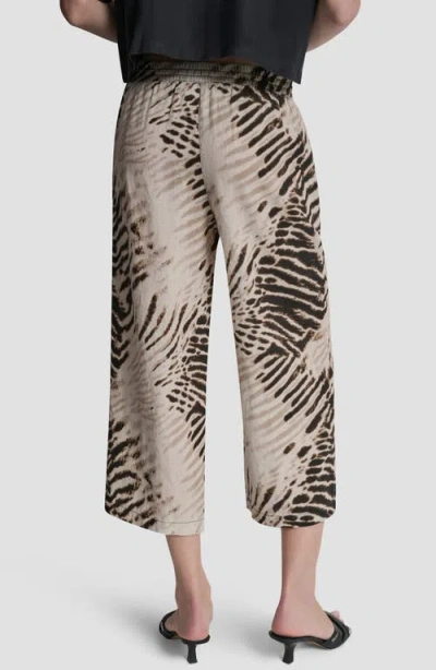 Dkny Printed Linen Drawstring Pants In Brown