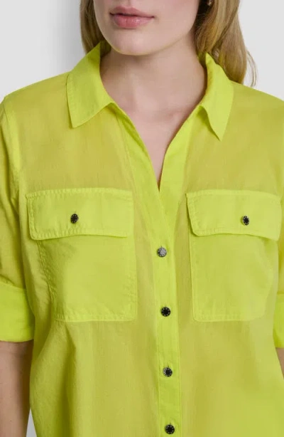 Dkny Solid Roll Sleeve Button-up Shirt In Green