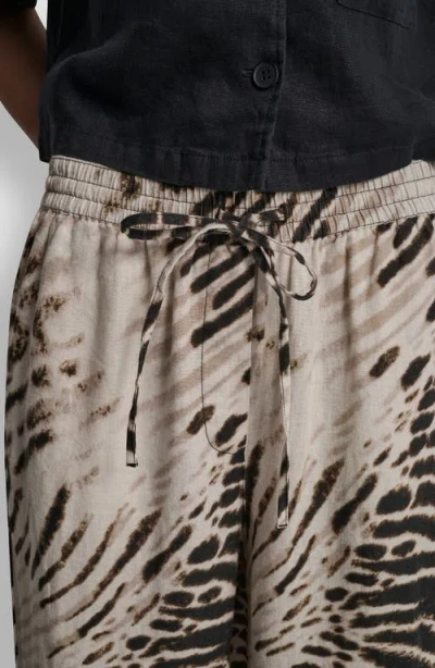 Dkny Printed Linen Drawstring Pants In Brown
