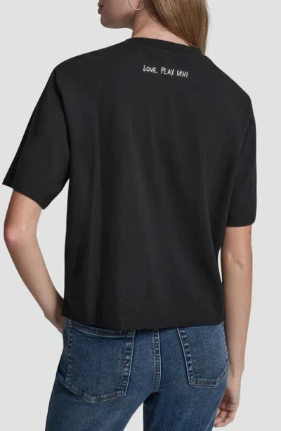 Dkny Embroidered 1989 Notebook Scribbles Graphic T-shirt In Black