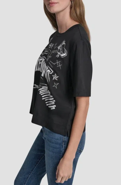 Dkny Embroidered 1989 Notebook Scribbles Graphic T-shirt In Black