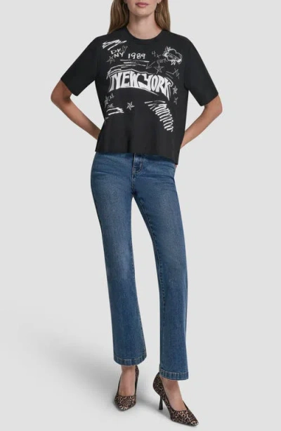 Dkny Embroidered 1989 Notebook Scribbles Graphic T-shirt In Black