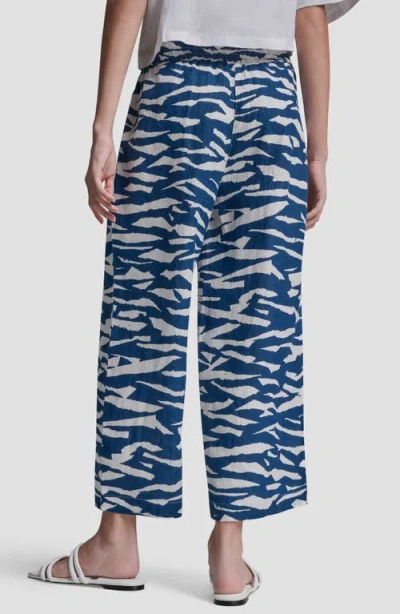 Dkny Printed Linen Drawstring Pants In Blue