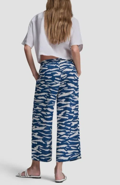 Dkny Printed Linen Drawstring Pants In Blue