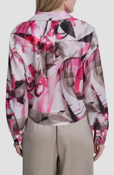 Dkny Satin Button-up Shirt In Multi