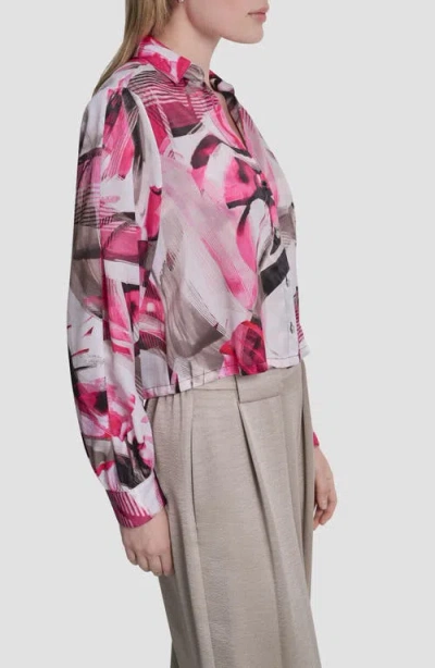 Dkny Satin Button-up Shirt In Multi