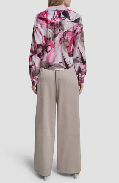 Dkny Satin Button-up Shirt In Multi