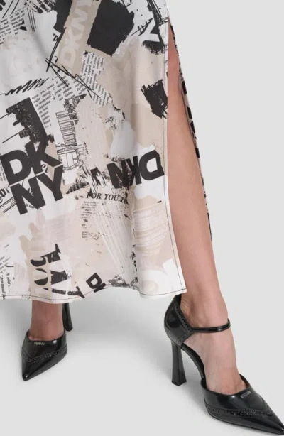 Dkny Printed Pull-on Newspaper Skirt In Neutral