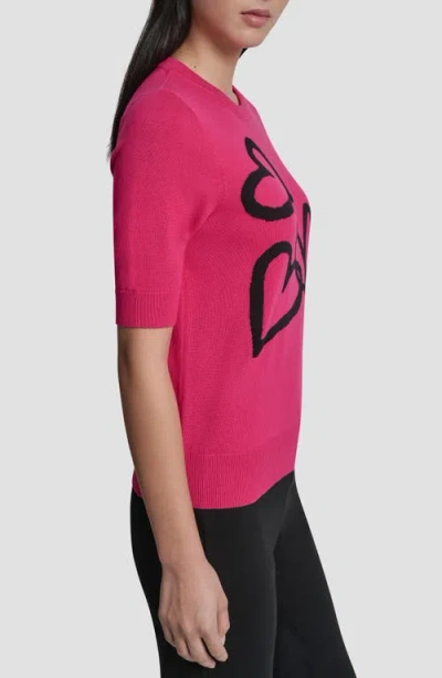 Dkny Graffiti Hearts Cotton Sweater In Pink