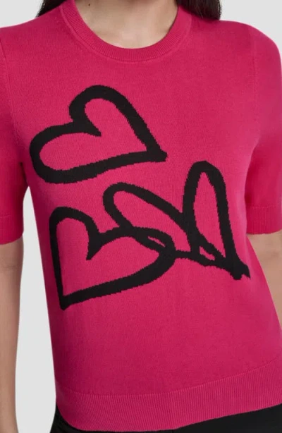 Dkny Graffiti Hearts Cotton Sweater In Pink