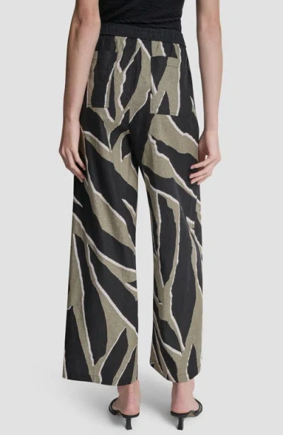 Dkny Printed Linen-blend Drawstring Pant In Brown
