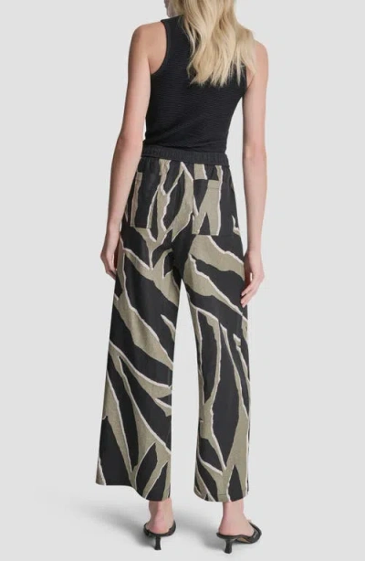 Dkny Printed Linen-blend Drawstring Pant In Brown
