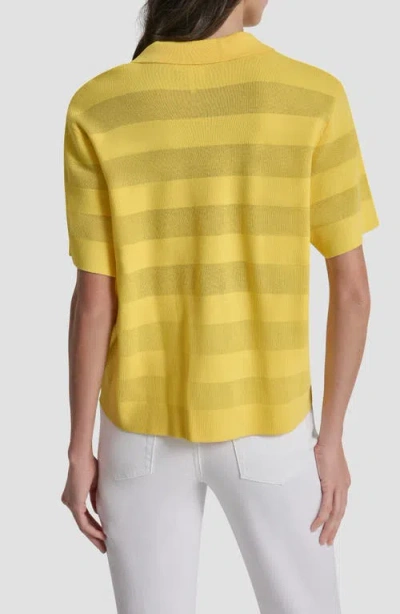 Dkny Sheer Stripe Polo In Yellow
