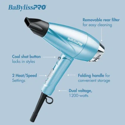 Babylisspro Nano Titanium Compact Folding Ionic Dryer In Blue