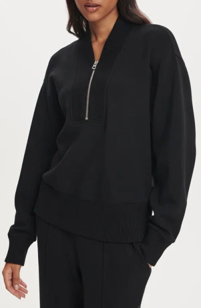 Varley Doublesoft Davidson Quarter-zip Sweatshirt In Black