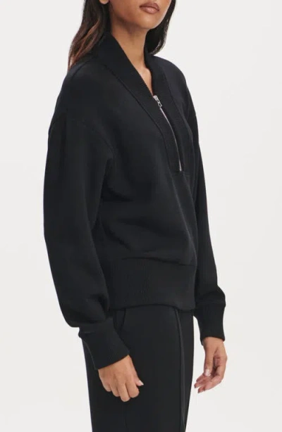 Varley Doublesoft Davidson Quarter-zip Sweatshirt In Black