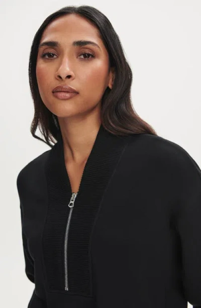Varley Doublesoft Davidson Quarter-zip Sweatshirt In Black