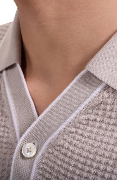 Bugatchi Waffle Stitch Polo Sweater In Gray