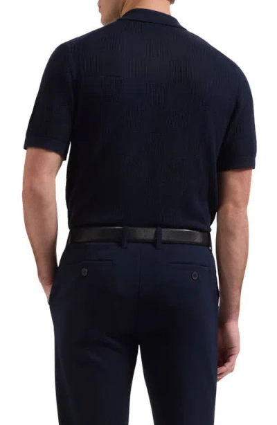 Bugatchi Checkerboard Stitch Polo Sweater In Blue