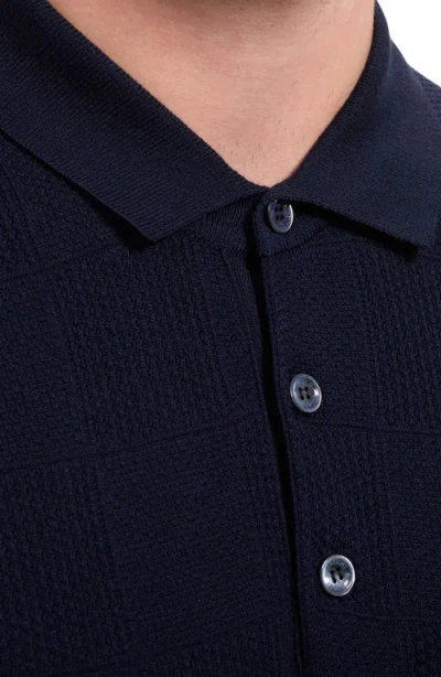 Bugatchi Checkerboard Stitch Polo Sweater In Blue