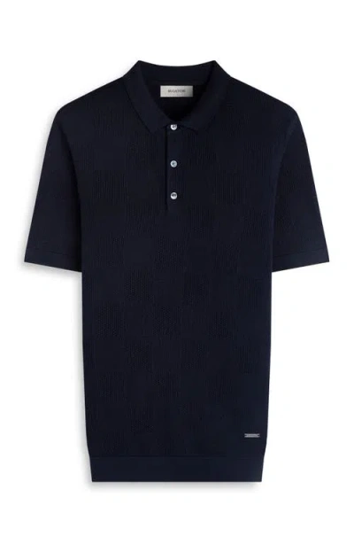 Bugatchi Checkerboard Stitch Polo Sweater In Blue