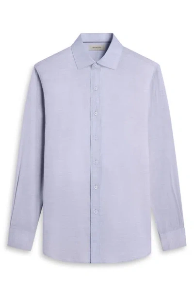 Bugatchi Axel Trim Fit Solid Cotton Blend Button-up Shirt In Blue