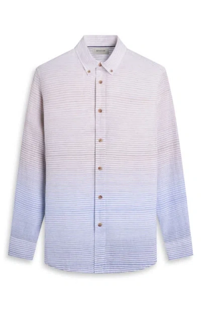 Bugatchi Austin Shaped Fit Gradient Stripe Linen Button-down Shirt In Multi