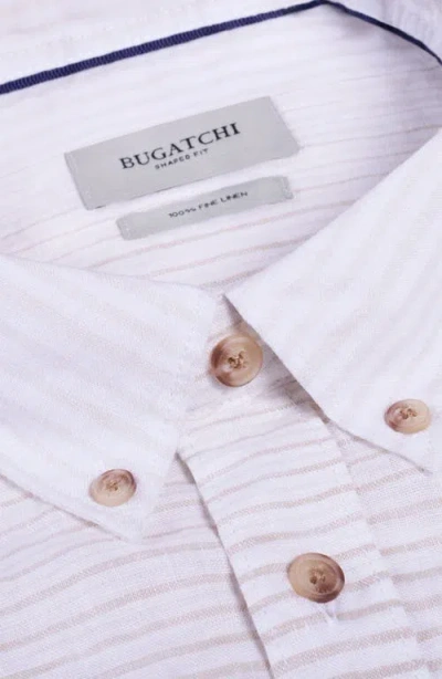 Bugatchi Austin Shaped Fit Gradient Stripe Linen Button-down Shirt In Multi