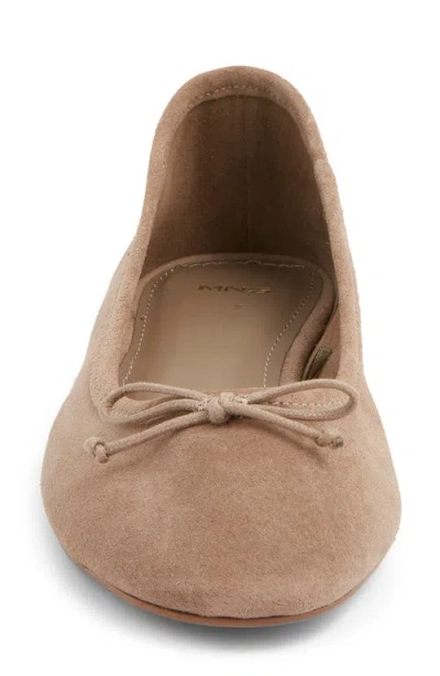 Mango Bow Round Toe Ballet Flat In Brown