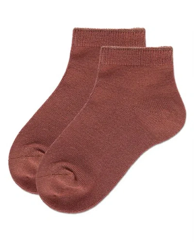 Memoi Basic Silky-soft Gauge Ankle Sock In Brown