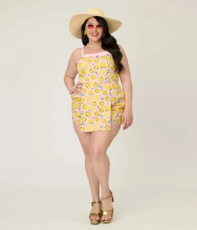 Unique Vintage Plus Size Skirted Dolly Romper In Multi