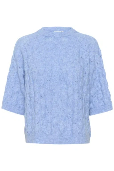 Kaffe Malene Half Sleeve Round Neck Pullover In Blue