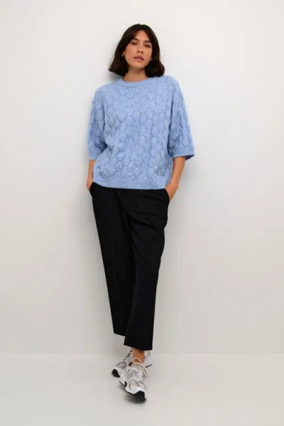 Kaffe Malene Half Sleeve Round Neck Pullover In Blue