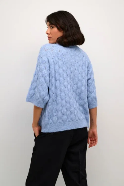 Kaffe Malene Half Sleeve Round Neck Pullover In Blue