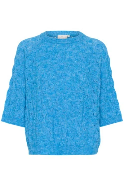 Kaffe Malene Half Sleeve Round Neck Pullover In Blue
