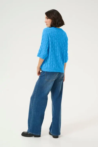 Kaffe Malene Half Sleeve Round Neck Pullover In Blue