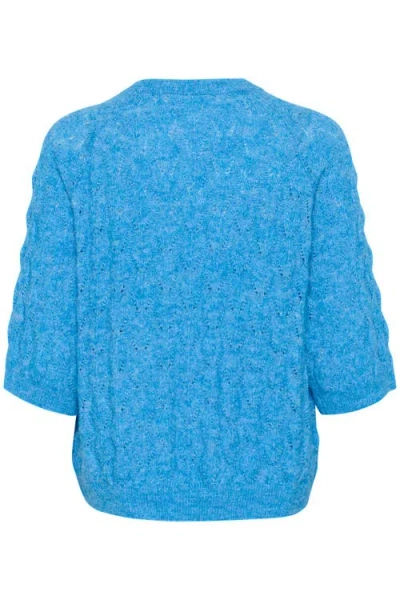 Kaffe Malene Half Sleeve Round Neck Pullover In Blue