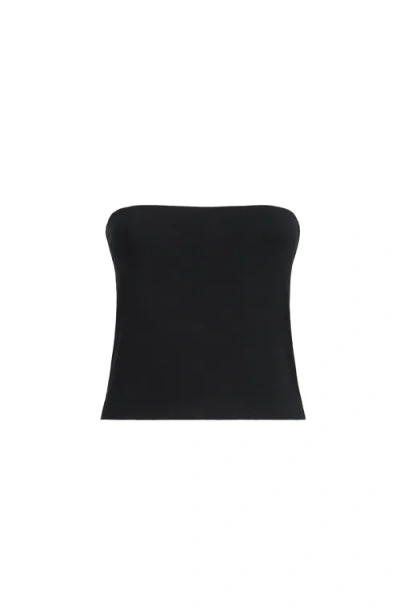 Brunello Cucinelli Black Solid Strapless Top In Animal Print