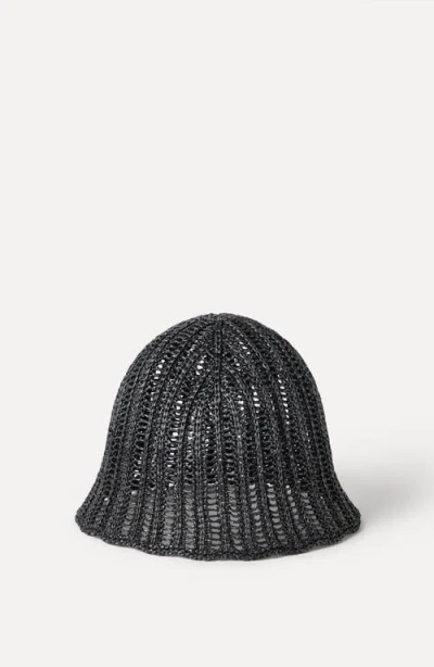 Brunello Cucinelli Techno Raffia Bucket Hat In Black