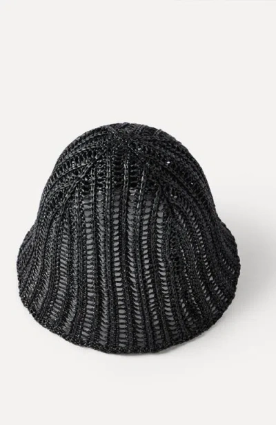 Brunello Cucinelli Techno Raffia Bucket Hat In Black