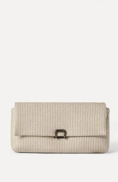 Brunello Cucinelli Sartorial Clutch Bag In Techno Raffia In Neutral