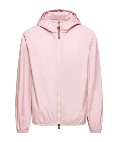 Moncler Fegeos Hood Jacket Lightweight Elasticated Cuffs In Pink