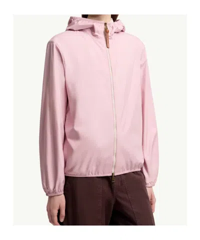Moncler Fegeos Hood Jacket Lightweight Elasticated Cuffs In Pink