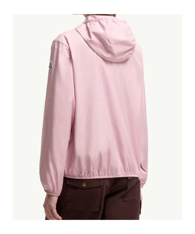 Moncler Fegeos Hood Jacket Lightweight Elasticated Cuffs In Pink