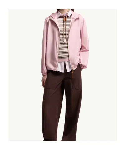 Moncler Fegeos Hood Jacket Lightweight Elasticated Cuffs In Pink